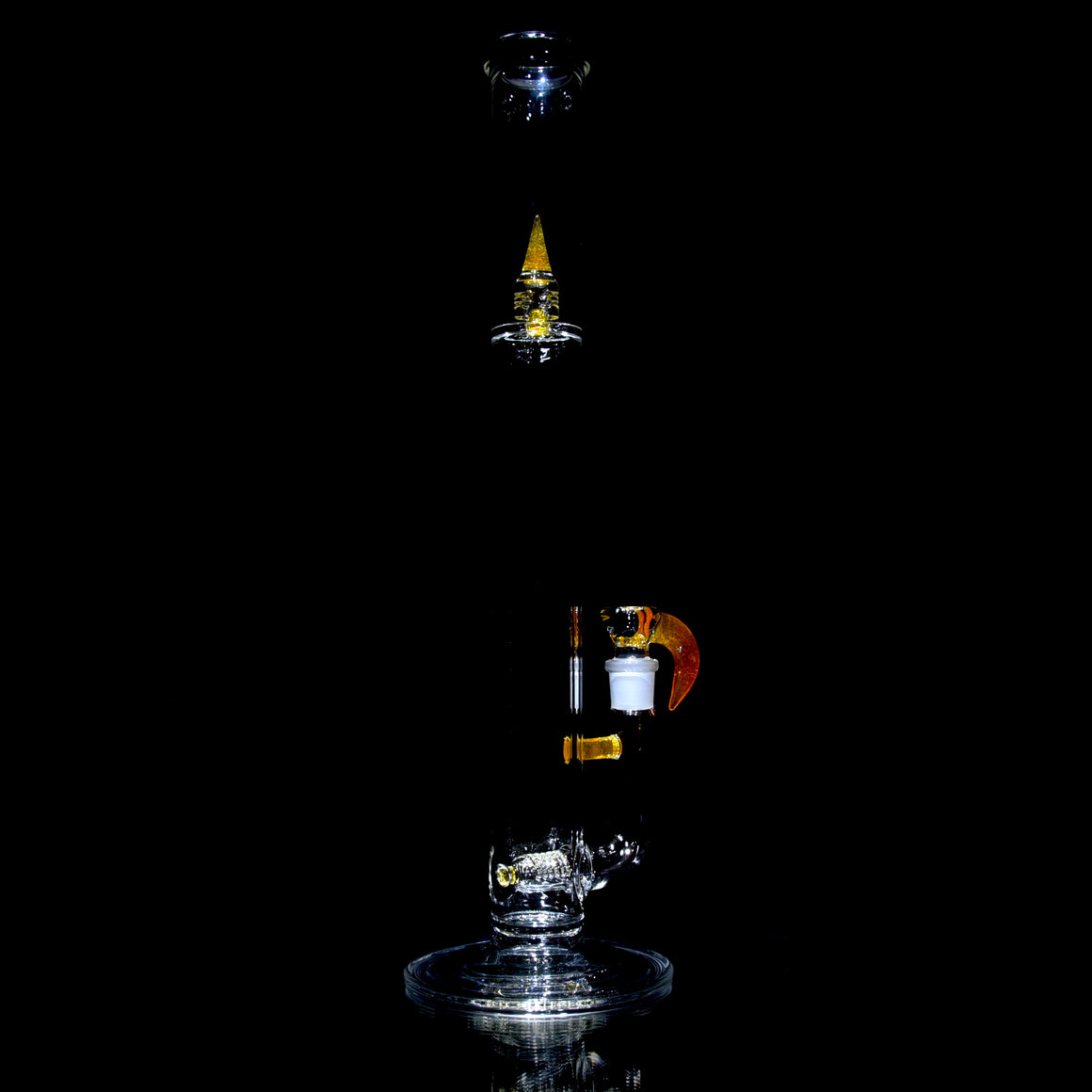 Accented 44mm Upgrid Stemline Straight Tube w/ 4-hole Horned Slide - Transparent Orange - 18mm Female
