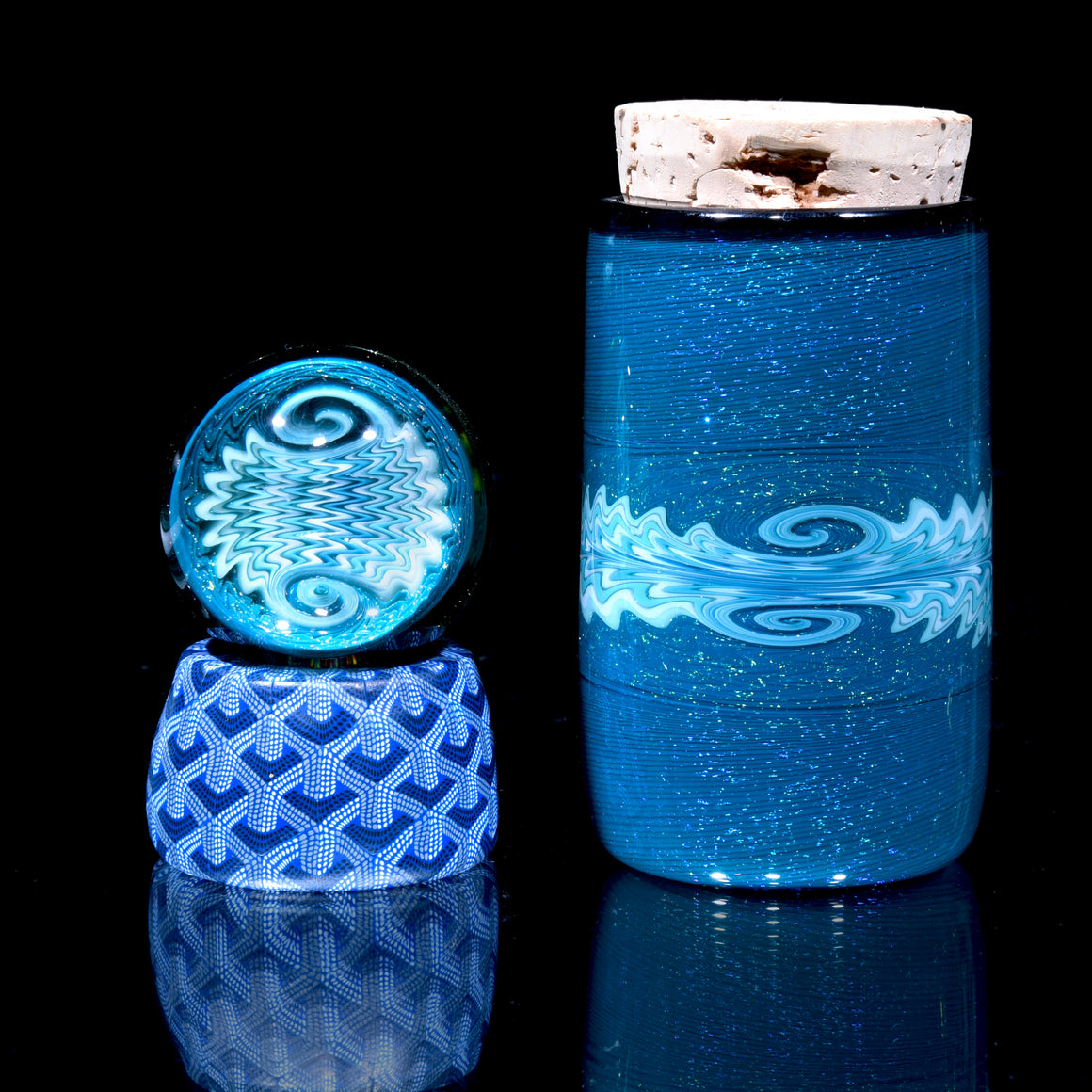 Collab XL Dichroic Caged Sherlock Bubbler w/ Marble & Jar