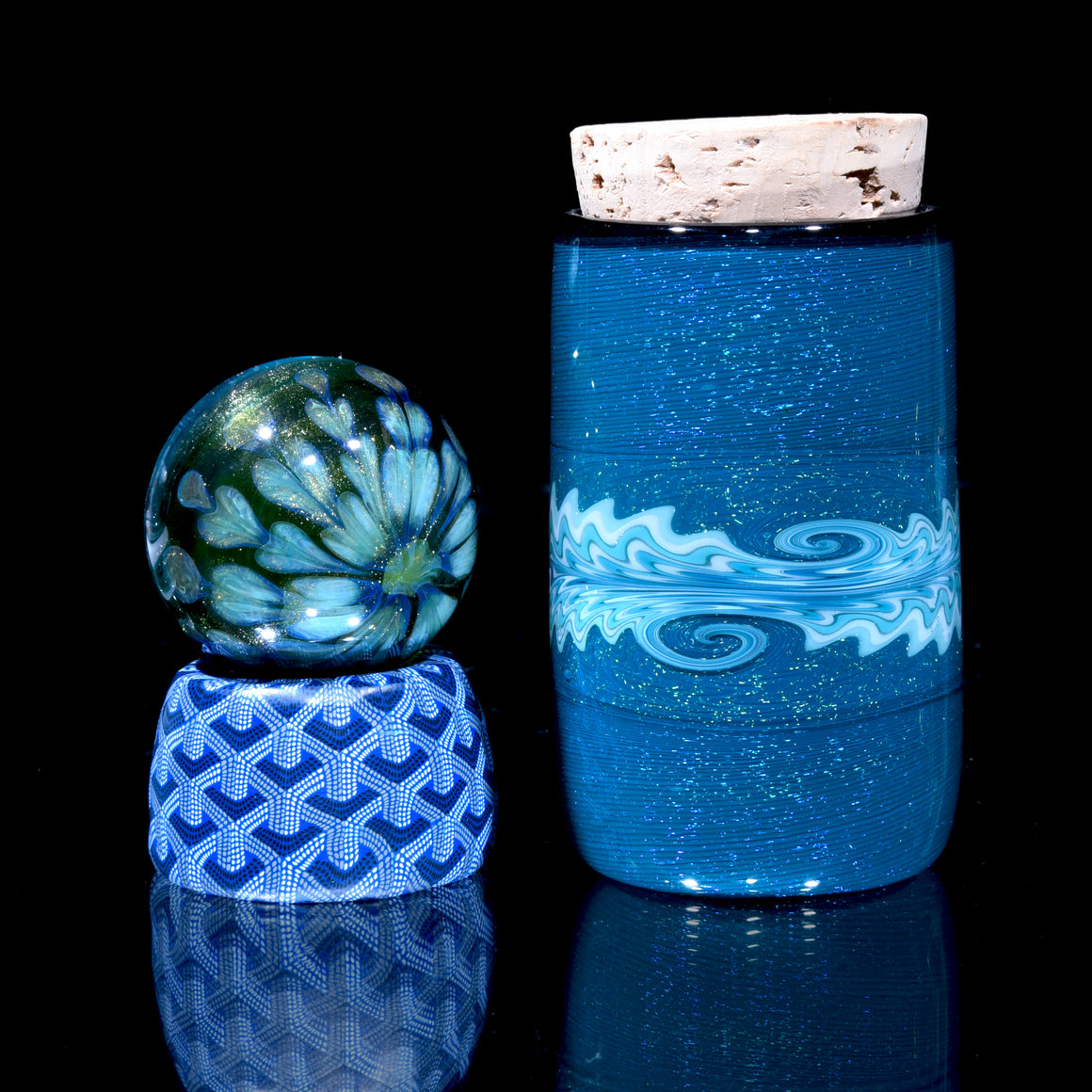 Collab XL Dichroic Caged Sherlock Bubbler w/ Marble & Jar