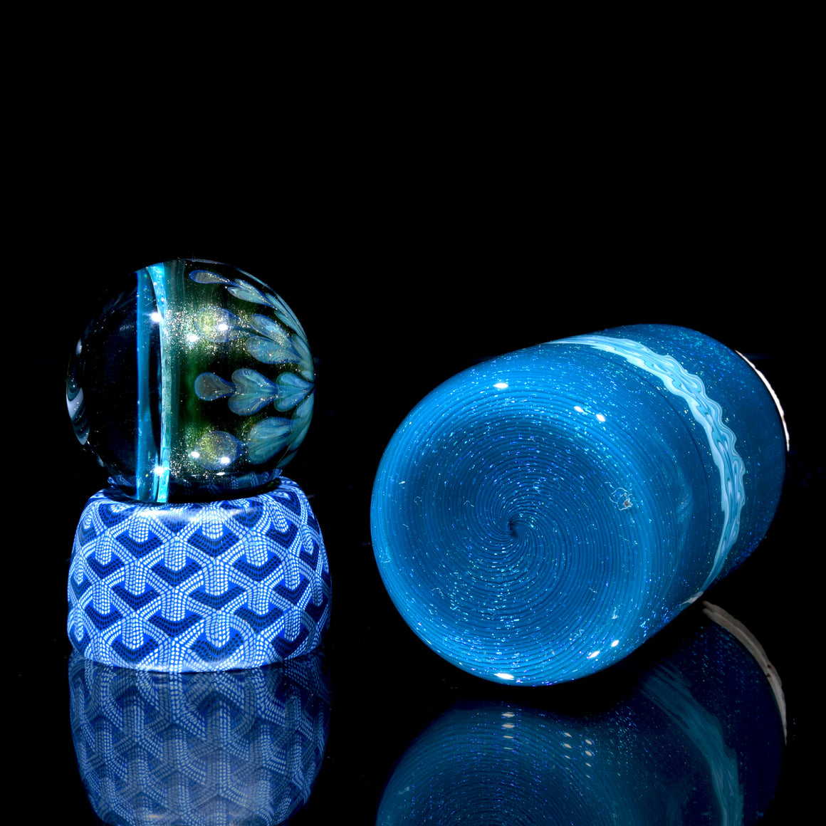 Collab XL Dichroic Caged Sherlock Bubbler w/ Marble & Jar