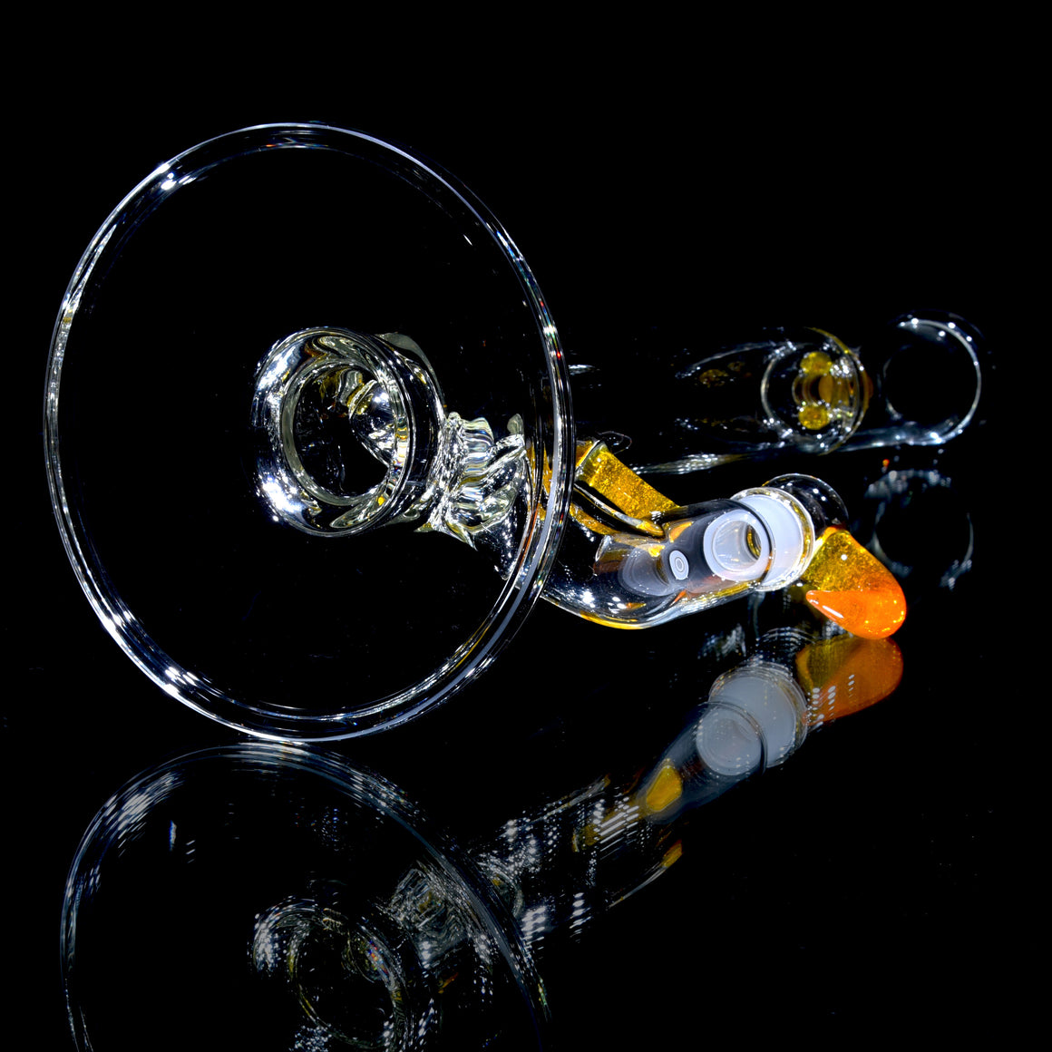 Accented 44mm Upgrid Stemline Straight Tube w/ 4-hole Horned Slide - Transparent Orange - 18mm Female