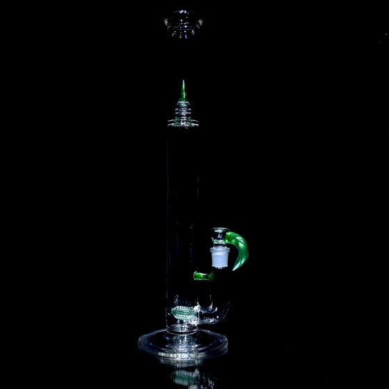 Accented 44mm 360° Grid Stemline Straight Tube w/ 4-hole Horned Slide - Chromium - 18mm Female