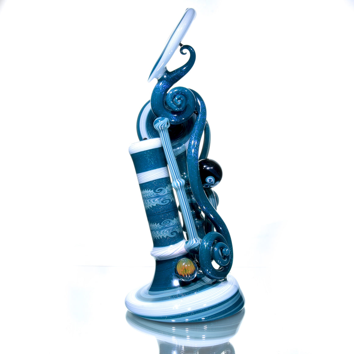 Collab XL Dichroic Caged Sherlock Bubbler w/ Marble & Jar