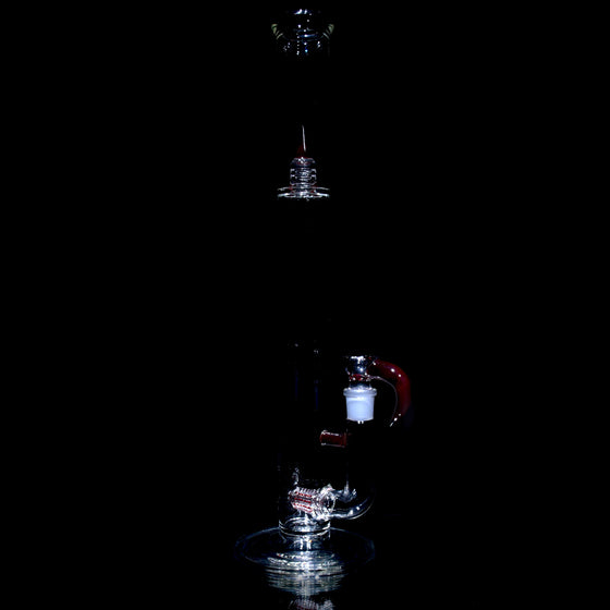 Accented 44mm 360° Grid Stemline Straight Tube w/ 4-hole Horned Slide - Dragon's Blood - 18mm Female