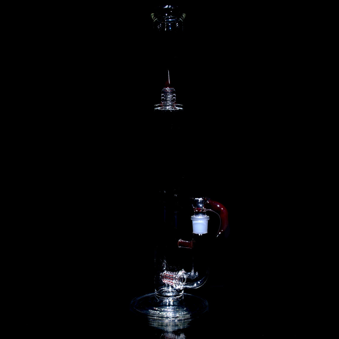Accented 44mm 360° Grid Stemline Straight Tube w/ 4-hole Horned Slide - Dragon's Blood - 18mm Female