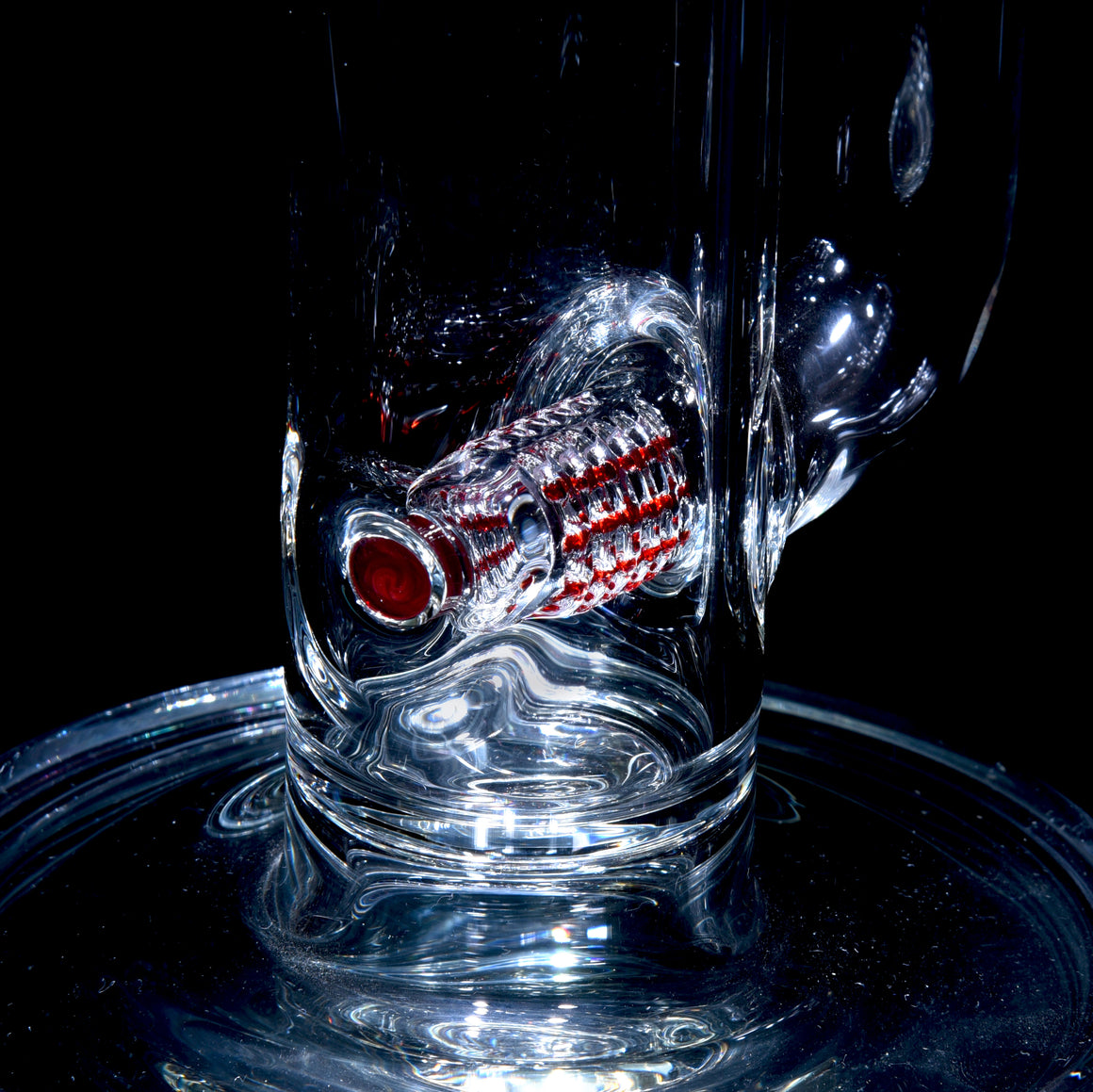 Accented 44mm 360° Grid Stemline Straight Tube w/ 4-hole Horned Slide - Dragon's Blood - 18mm Female