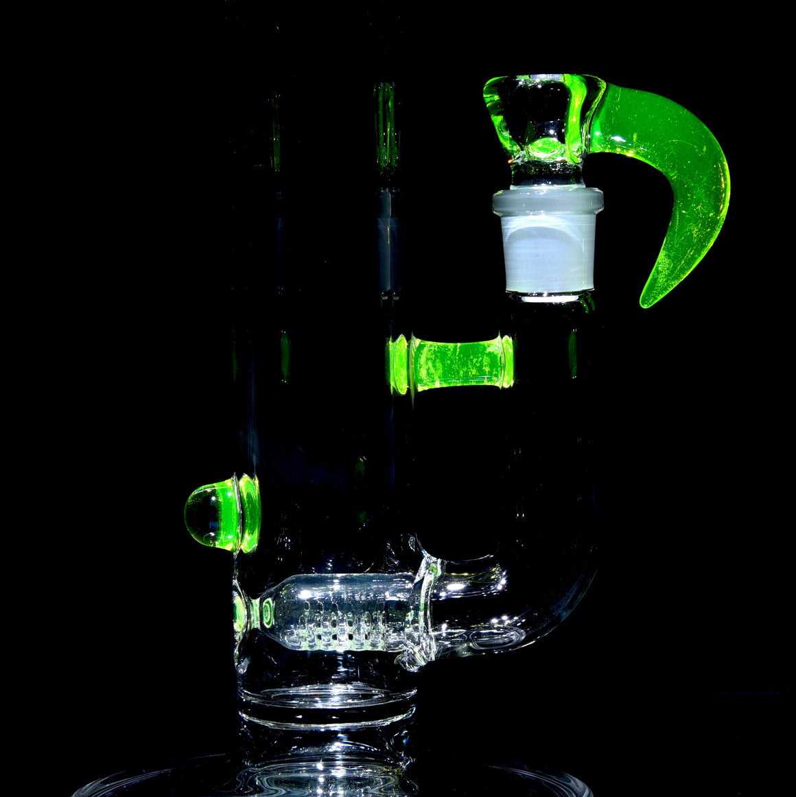 UV Reactive Accented 44mm Downgrid Stemline Straight Tube w/ 4-hole Horned Slide - Ion - 18mm Female
