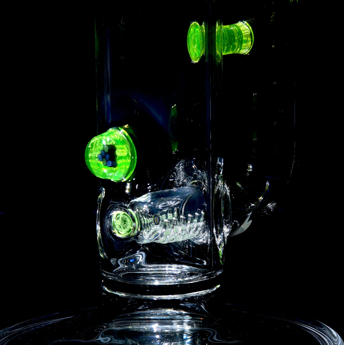 UV Reactive Accented 44mm Downgrid Stemline Straight Tube w/ 4-hole Horned Slide - Ion - 18mm Female