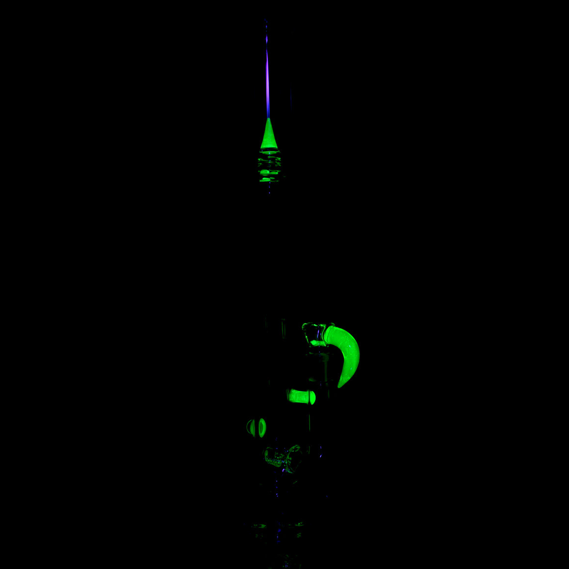 UV Reactive Accented 44mm Downgrid Stemline Straight Tube w/ 4-hole Horned Slide - Ion - 18mm Female