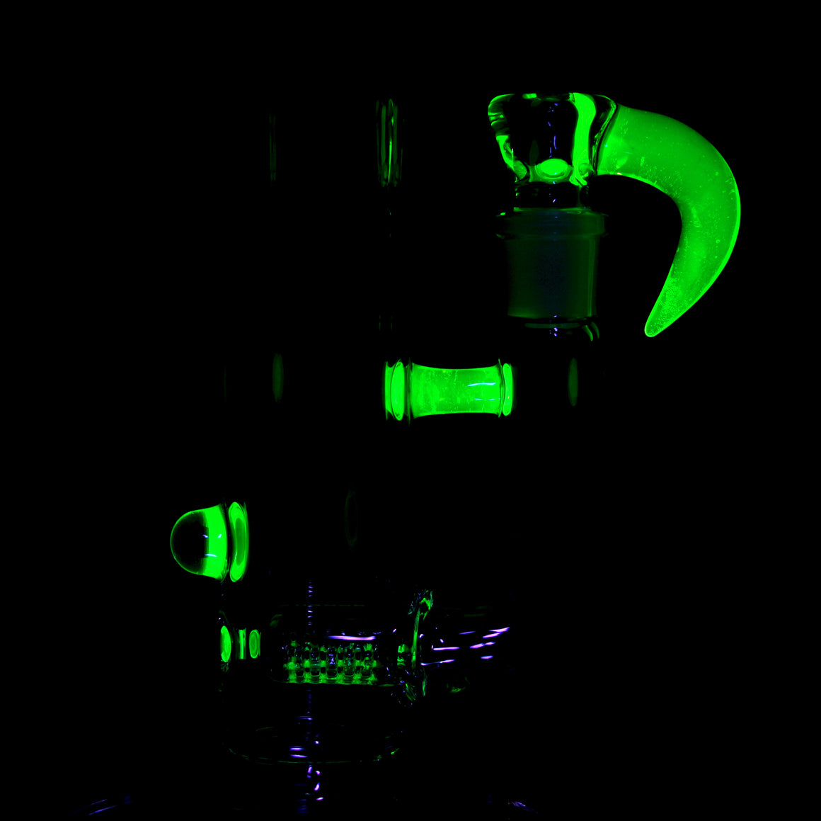 UV Reactive Accented 44mm Downgrid Stemline Straight Tube w/ 4-hole Horned Slide - Ion - 18mm Female