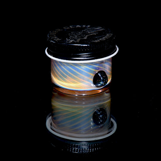 Mini Lidded Airtight Baller Jar - Fume Swirl w/ Crushed Opal attachment