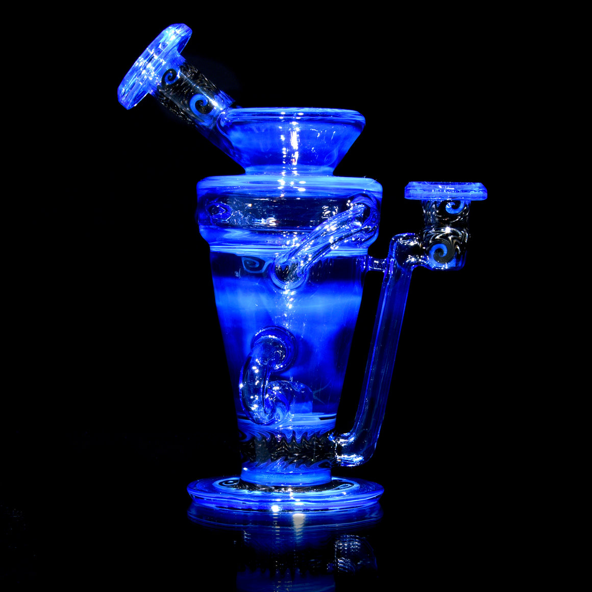 Faceted Double-uptake Refined Klein Recycler - Neptune/Electrum Linework - 10mm Female