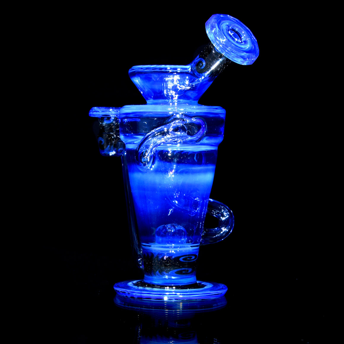 Faceted Double-uptake Refined Klein Recycler - Neptune/Electrum Linework - 10mm Female