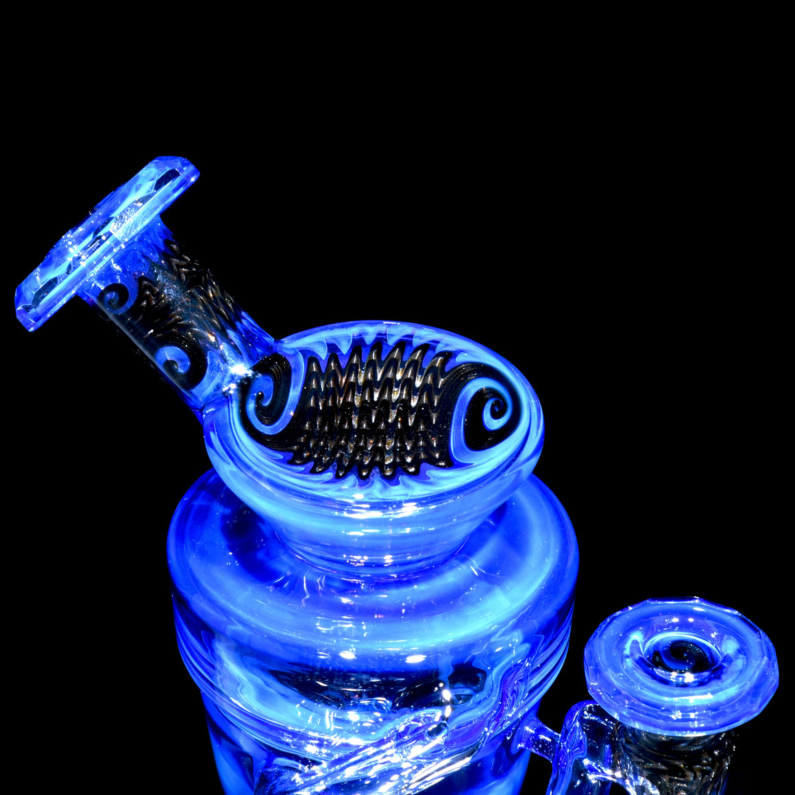 Faceted Double-uptake Refined Klein Recycler - Neptune/Electrum Linework - 10mm Female