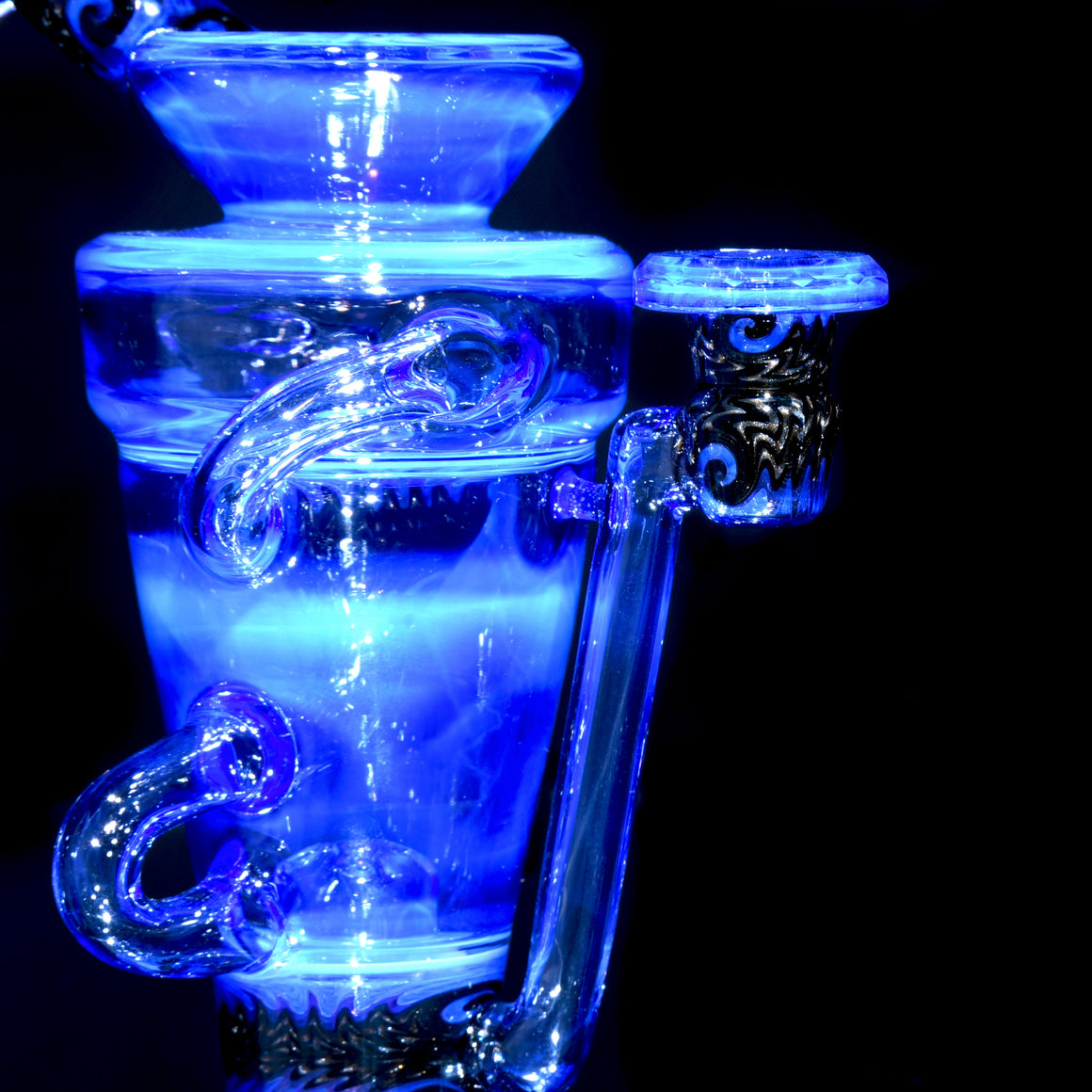 Faceted Double-uptake Refined Klein Recycler - Neptune/Electrum Linework - 10mm Female