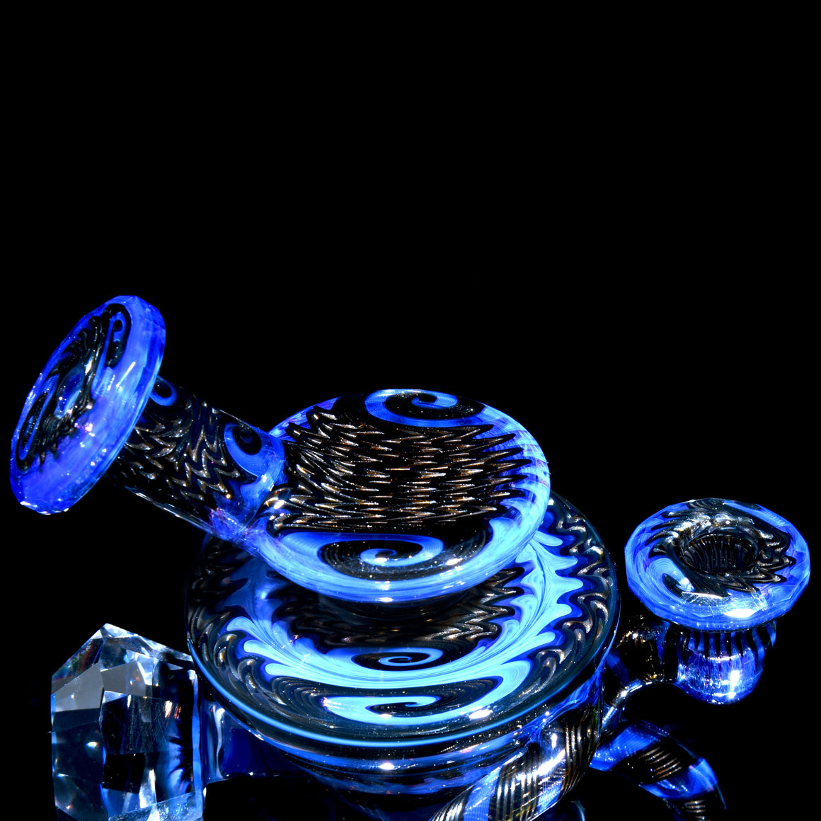 Fully-worked Faceted Two & Through Double-uptake Floating Recycler - Full Electrum/Neptune Linework - 10mm Female