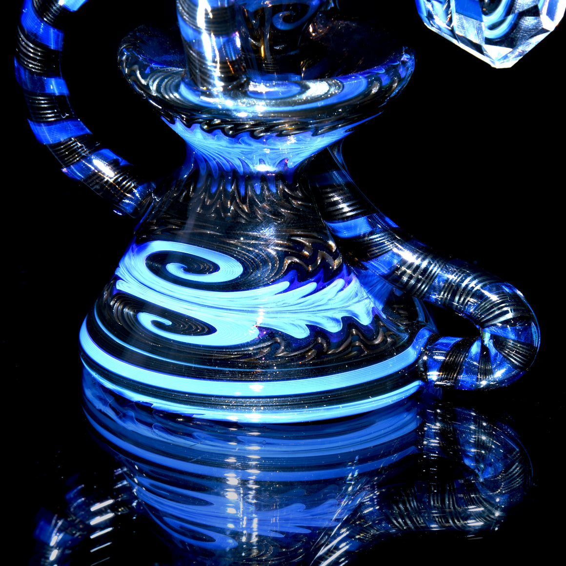 Fully-worked Faceted Two & Through Double-uptake Floating Recycler - Full Electrum/Neptune Linework - 10mm Female