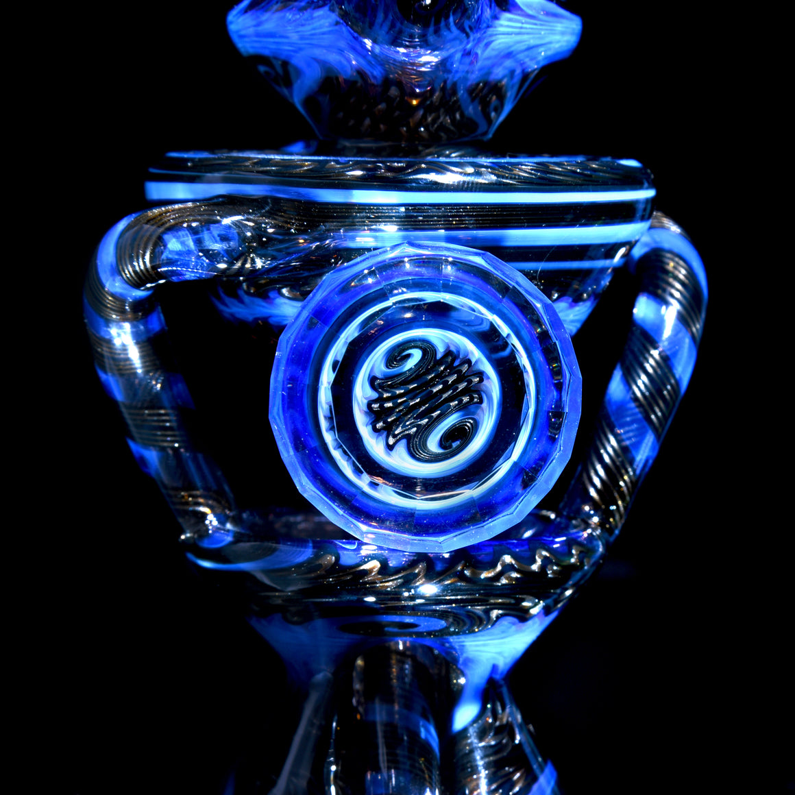 Fully-worked Faceted Two & Through Double-uptake Floating Recycler - Full Electrum/Neptune Linework - 10mm Female