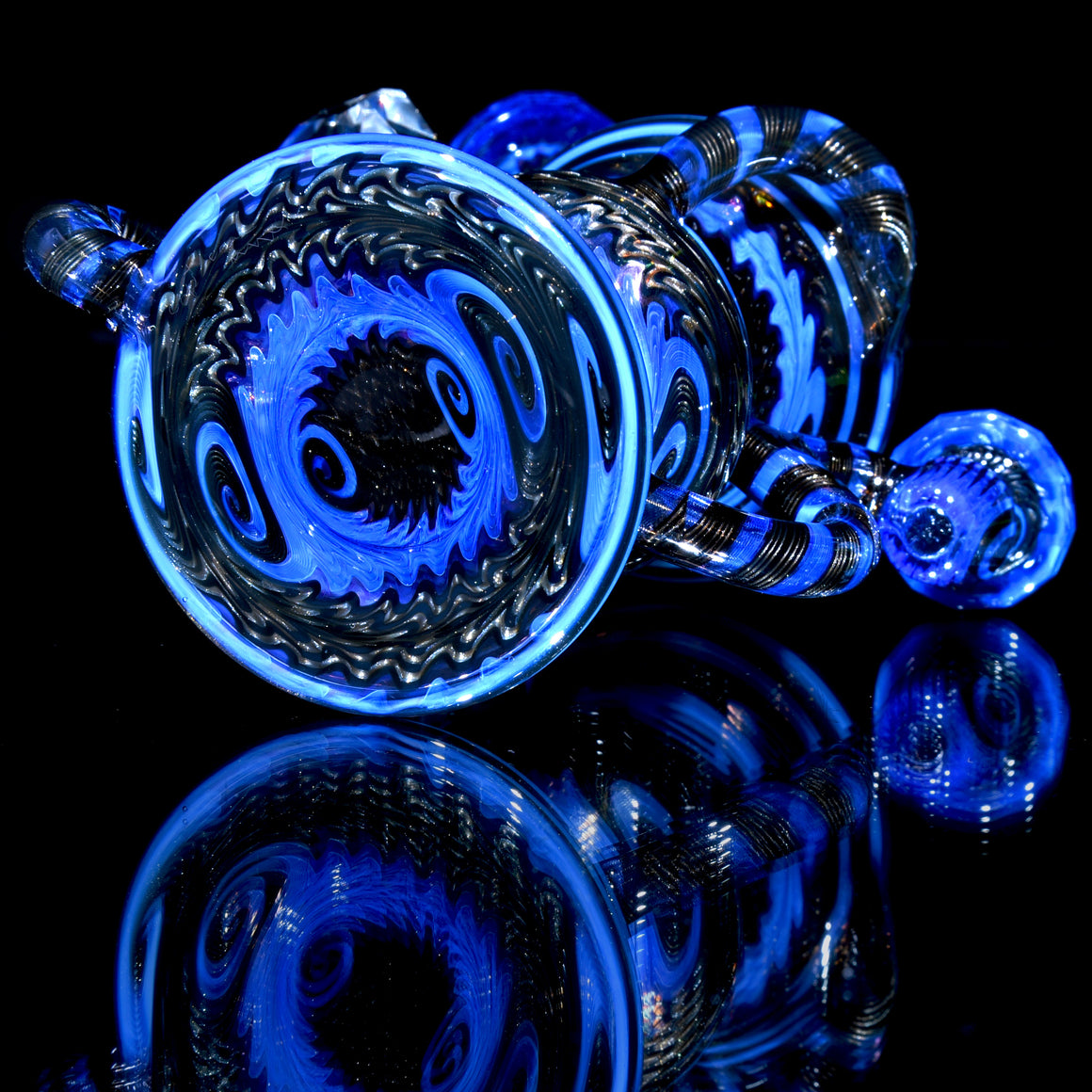 Fully-worked Faceted Two & Through Double-uptake Floating Recycler - Full Electrum/Neptune Linework - 10mm Female