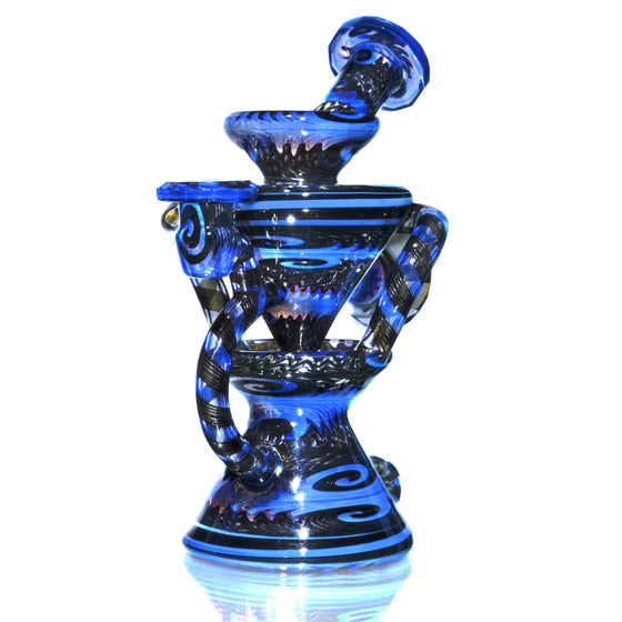 Fully-worked Faceted Two & Through Double-uptake Floating Recycler - Full Electrum/Neptune Linework - 10mm Female