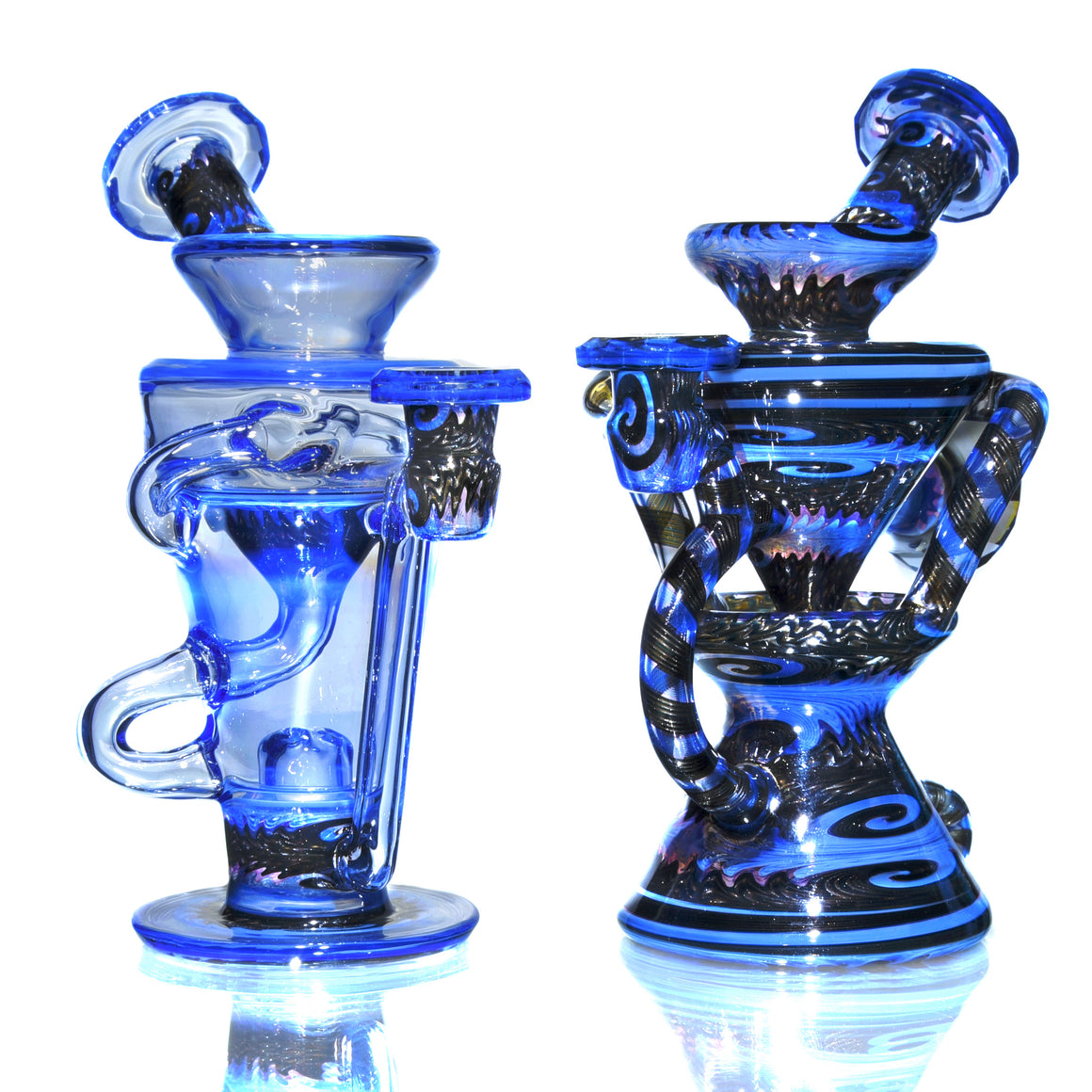 Faceted Double-uptake Refined Klein Recycler - Neptune/Electrum Linework - 10mm Female