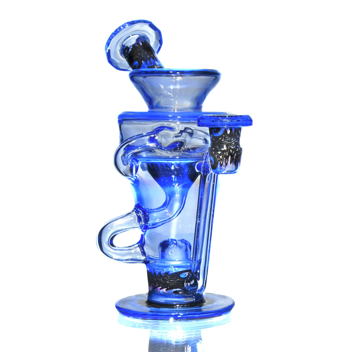 Faceted Double-uptake Refined Klein Recycler - Neptune/Electrum Linework - 10mm Female