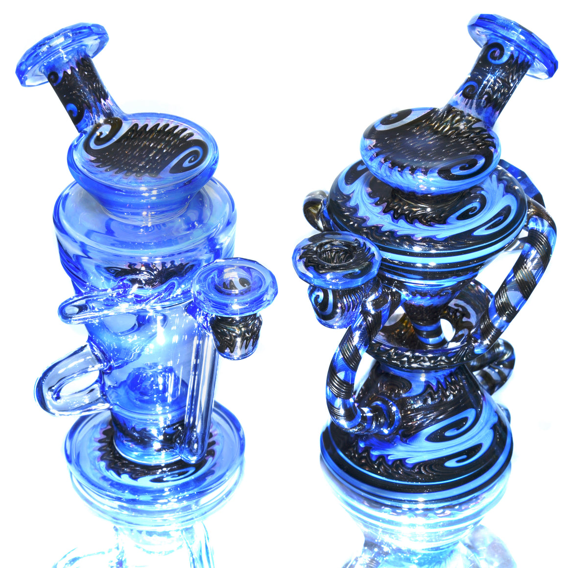 Faceted Double-uptake Refined Klein Recycler - Neptune/Electrum Linework - 10mm Female