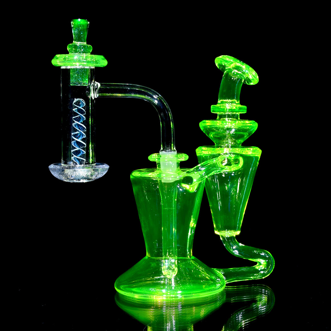 UV Reactive Classic Single-uptake Floating RBR-style Recycler w/ Blender Cap - Ion - 10mm Female