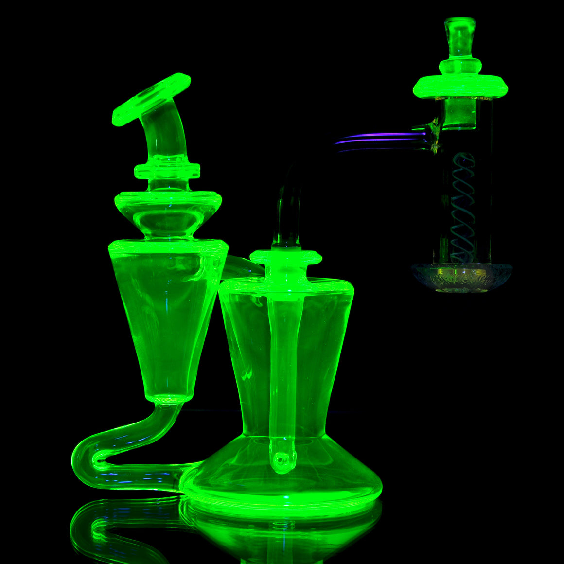 UV Reactive Classic Single-uptake Floating RBR-style Recycler w/ Blender Cap - Ion - 10mm Female