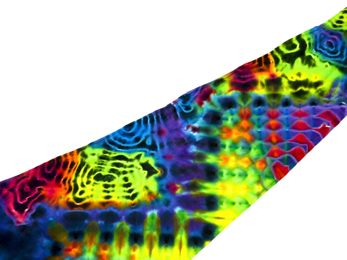 XL - Long-sleeve Tie Dye Shirt - Rainbow Mandala w/ Fluorescent Geodes & Honeycomb Spine