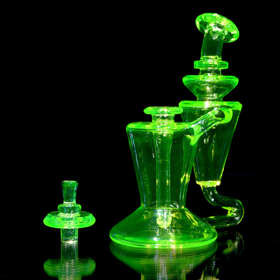 UV Reactive Classic Single-uptake Floating RBR-style Recycler w/ Blender Cap - Ion - 10mm Female