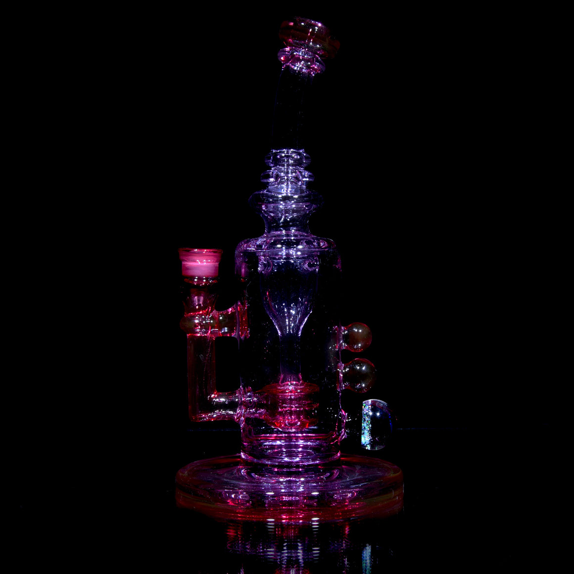 Full-Color Double-uptake Mini Tornada Recycler - Karmaline/CFL Purple Amethyst - 14mm Female