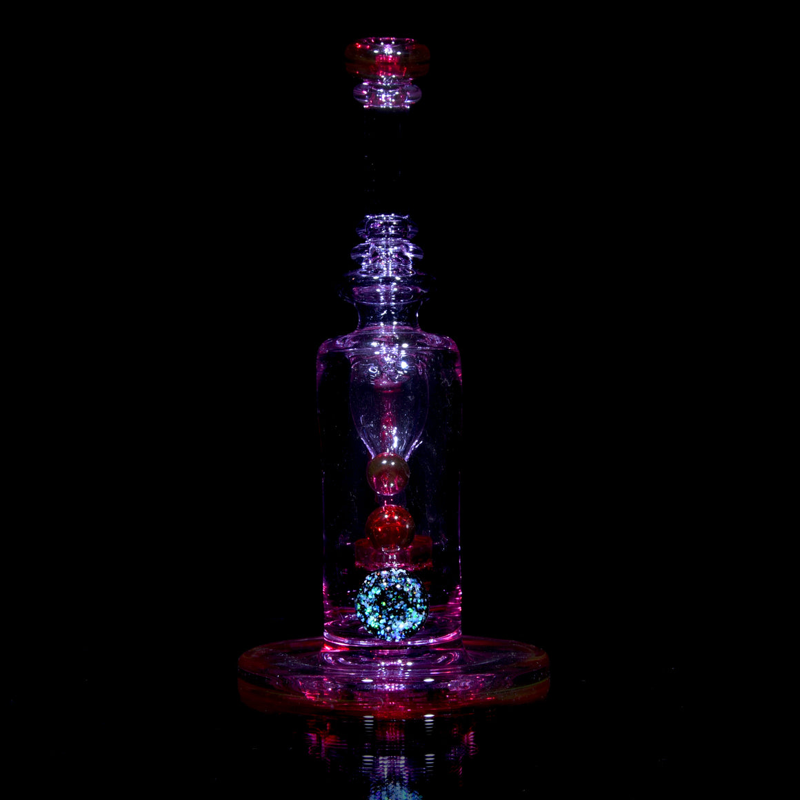 Full-Color Double-uptake Mini Tornada Recycler - Karmaline/CFL Purple Amethyst - 14mm Female