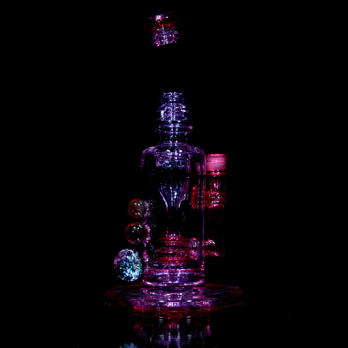 Full-Color Double-uptake Mini Tornada Recycler - Karmaline/CFL Purple Amethyst - 14mm Female