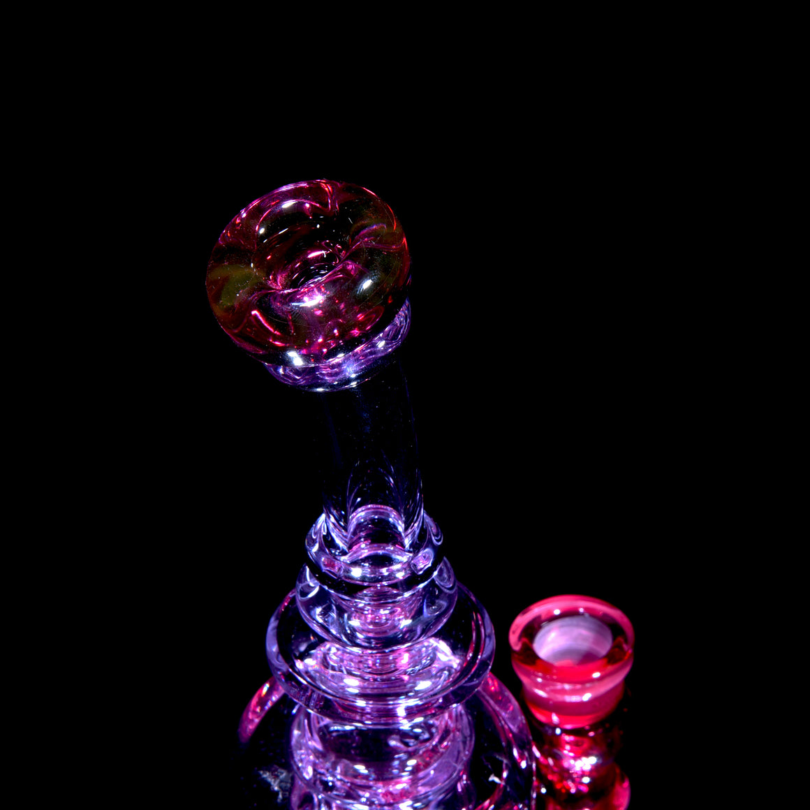 Full-Color Double-uptake Mini Tornada Recycler - Karmaline/CFL Purple Amethyst - 14mm Female