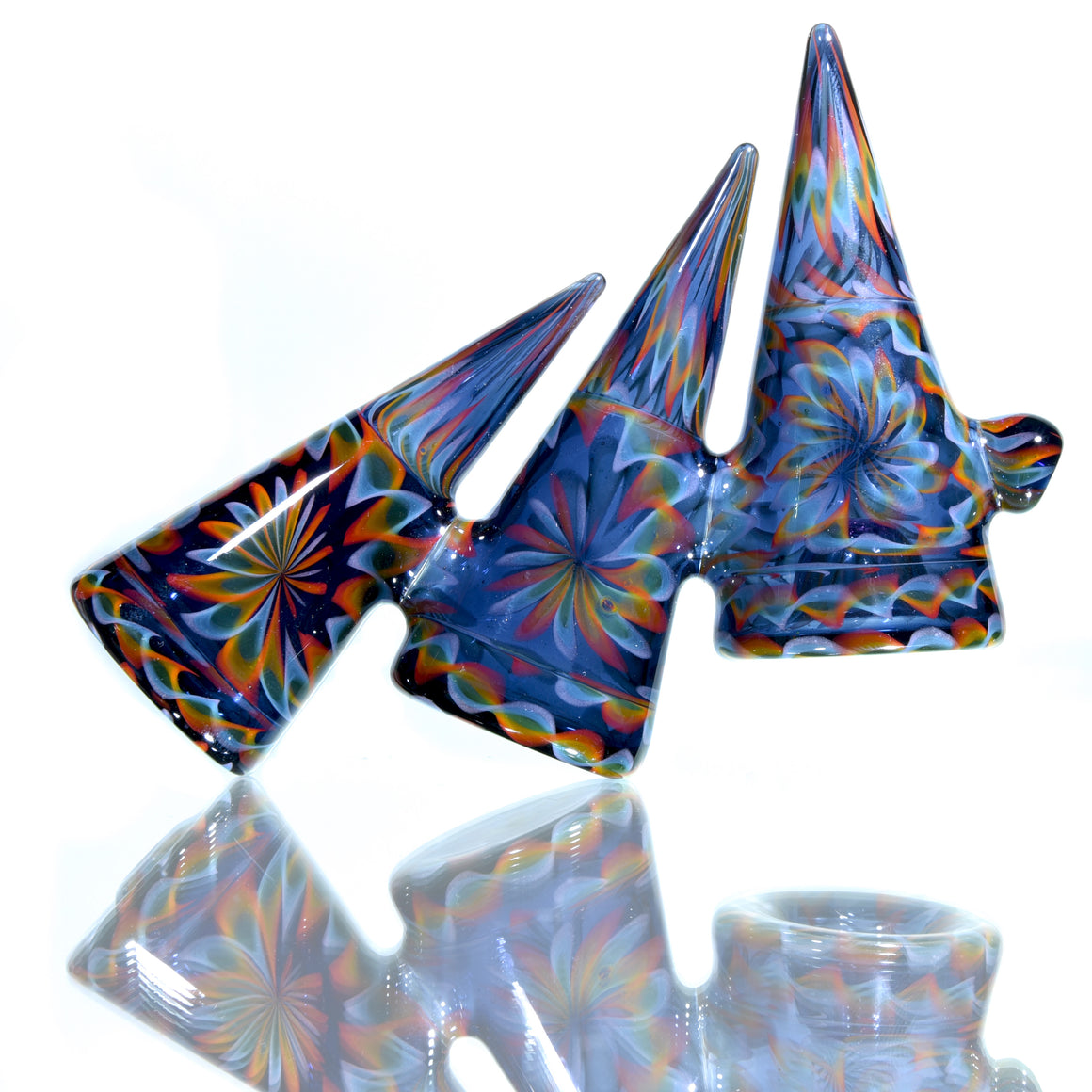 Triple Cone Colorform Sherlock - Rainbow Latticino