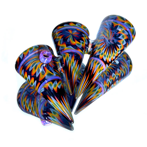 Triple Cone Colorform Sherlock - Rainbow Latticino