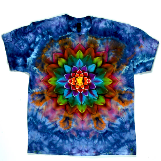 XL Tie Dye T-Shirt - Charcoal/Rainbow Mandala