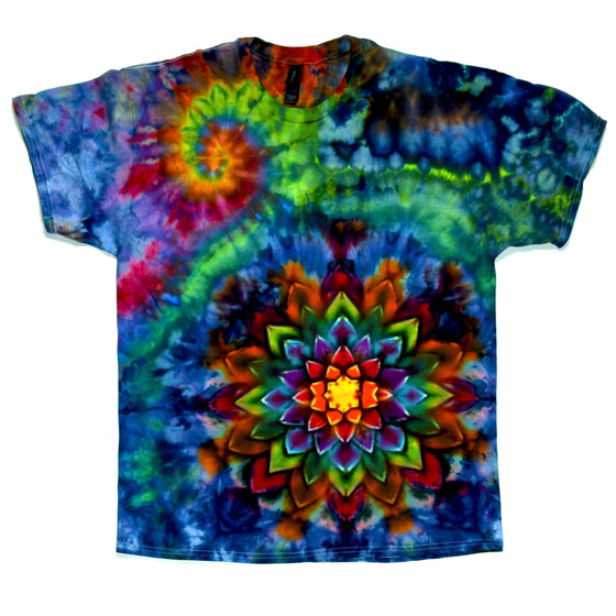 XL Tie Dye T-Shirt - Charcoal Swirl/Rainbow Mandala