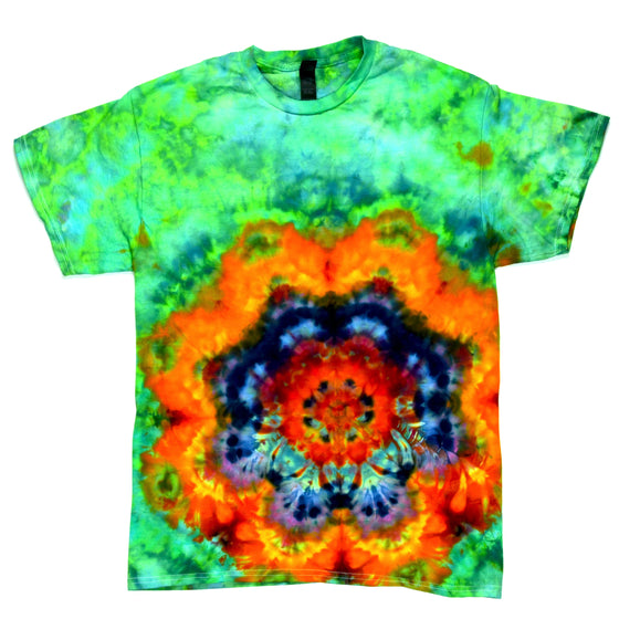 Medium Tie Dye T-Shirt - Green Psychedelic Flower