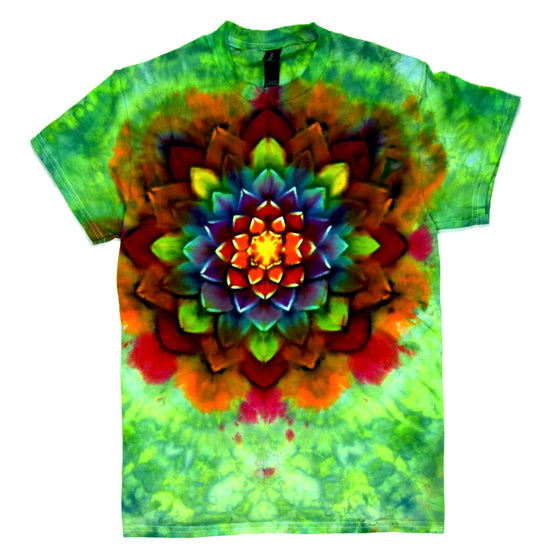 Small Tie Dye T-Shirt - Green/Rainbow Mandala