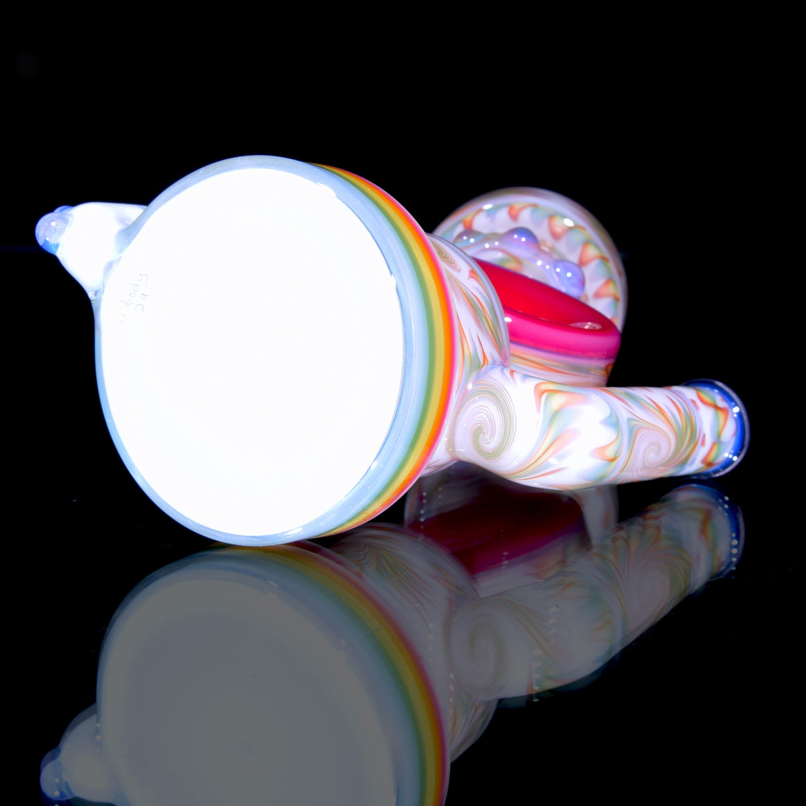Rainbow Latticino Colorform Recycler - White - 10mm Female