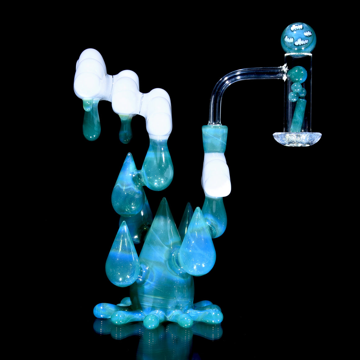 Blue Caramel/Blue Stardust Raindrop Rig w/ Matching Slurper Set - 10mm Female