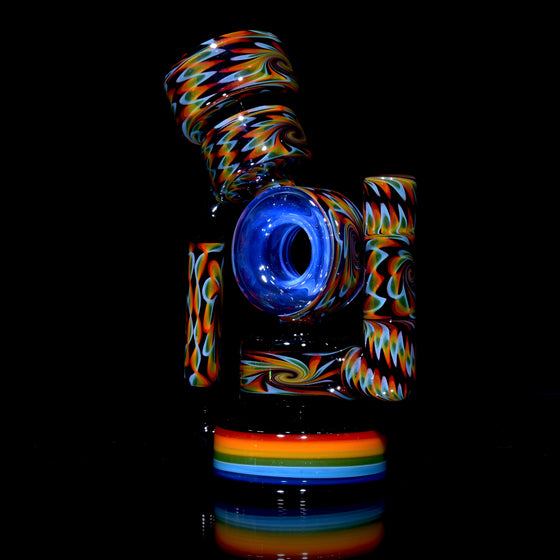 Rainbow Latticino Colorform Recycler - Black - 10mm Female