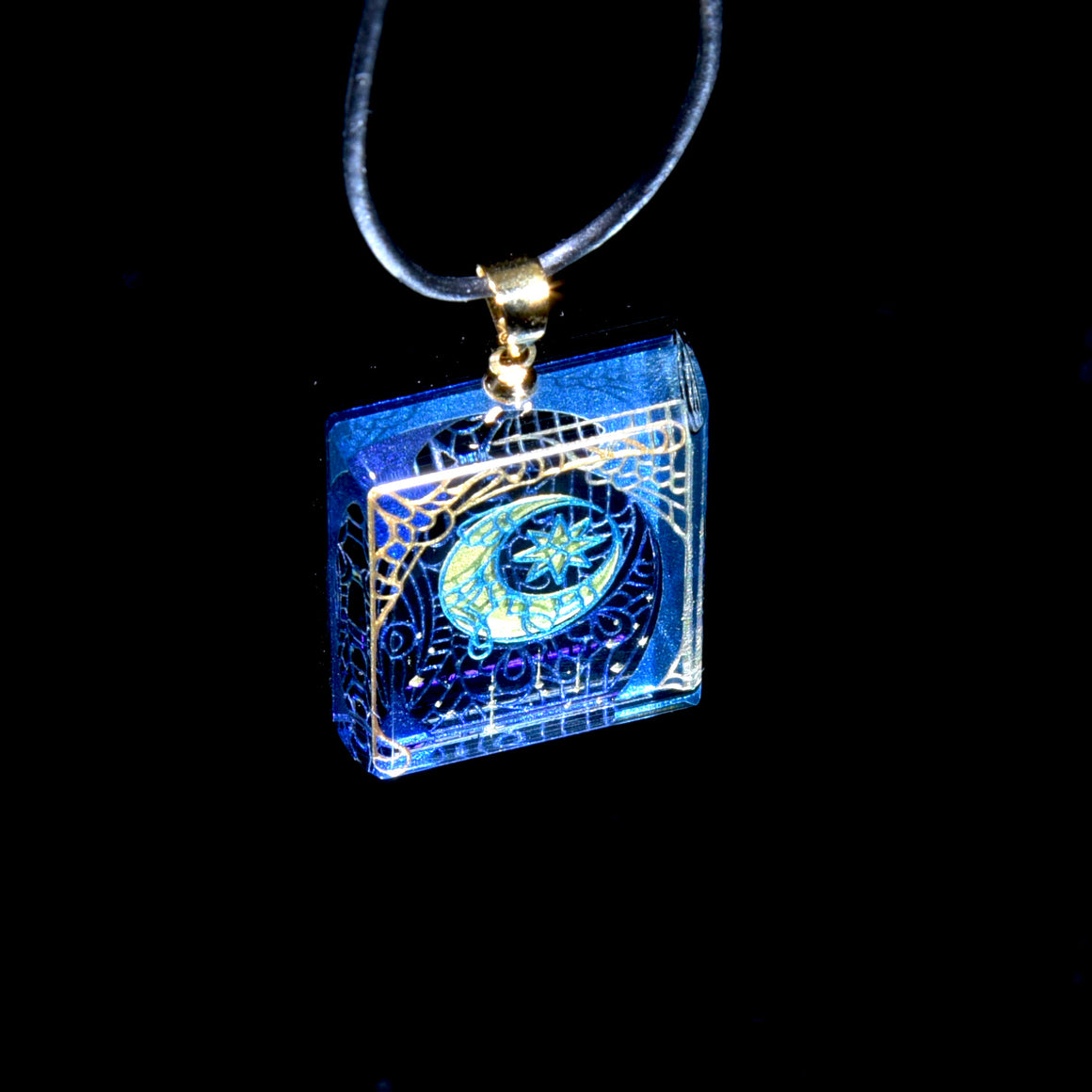 "Poems of the Falling Star" Series 3D Coldworked Pendant - Moon