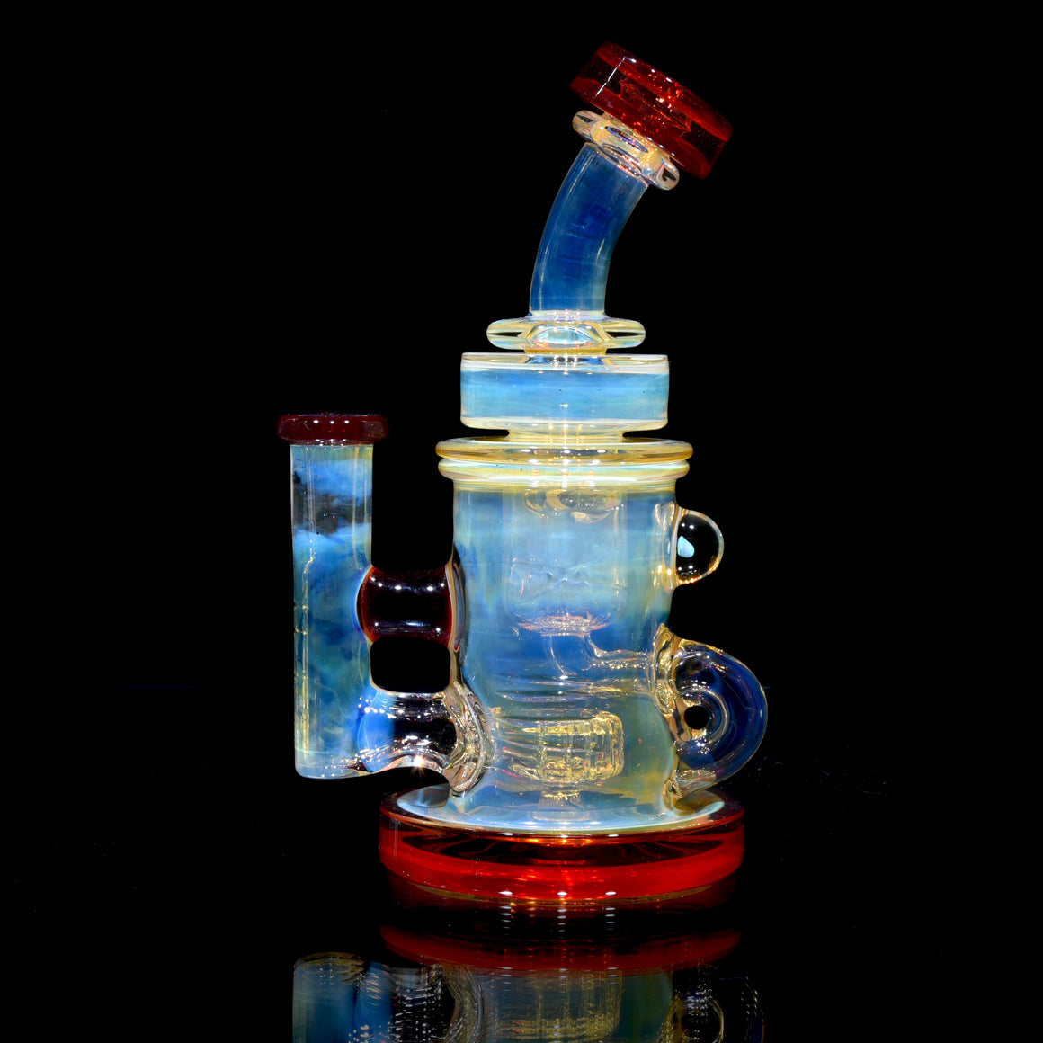Fumed & Carved Mini Klein Recycler - Pomegranate - 10mm Female