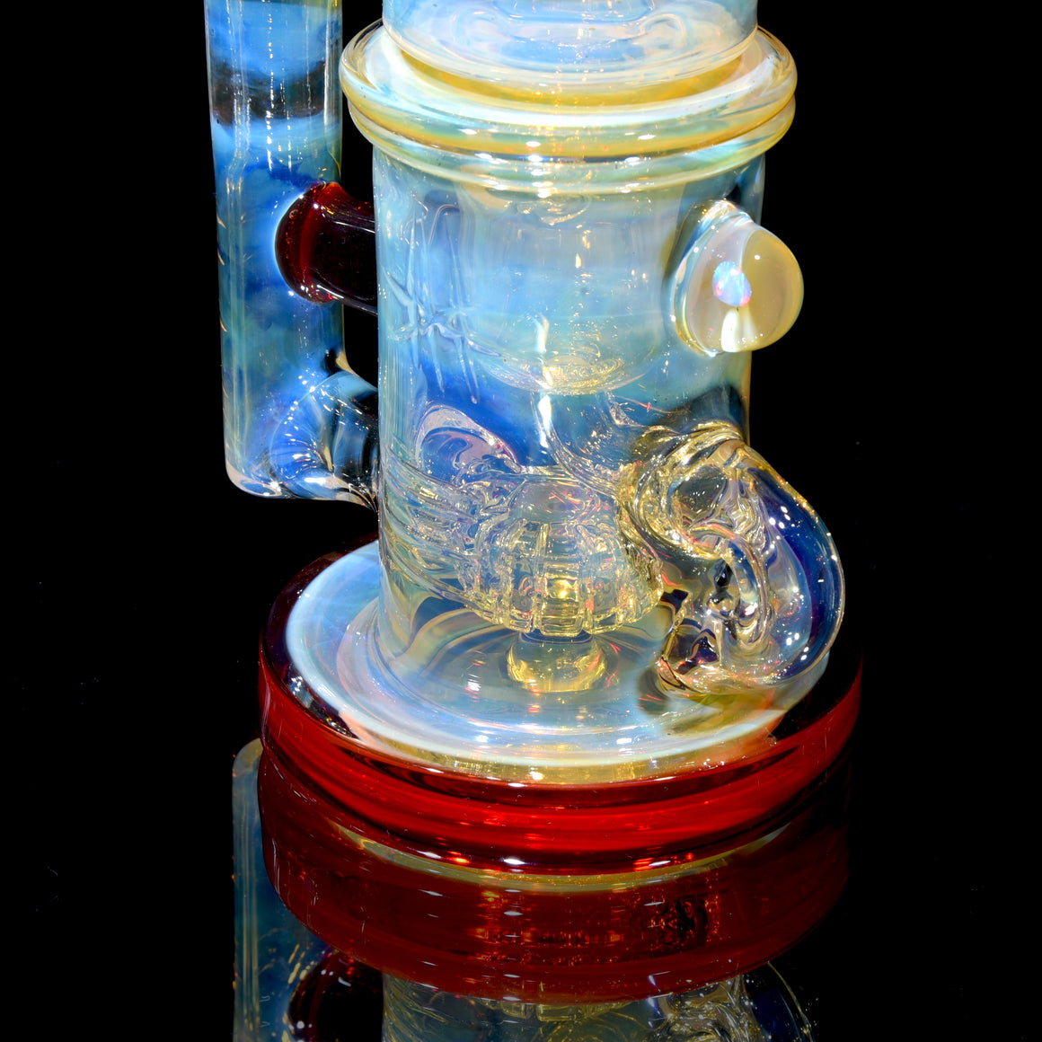 Fumed & Carved Mini Klein Recycler - Pomegranate - 10mm Female