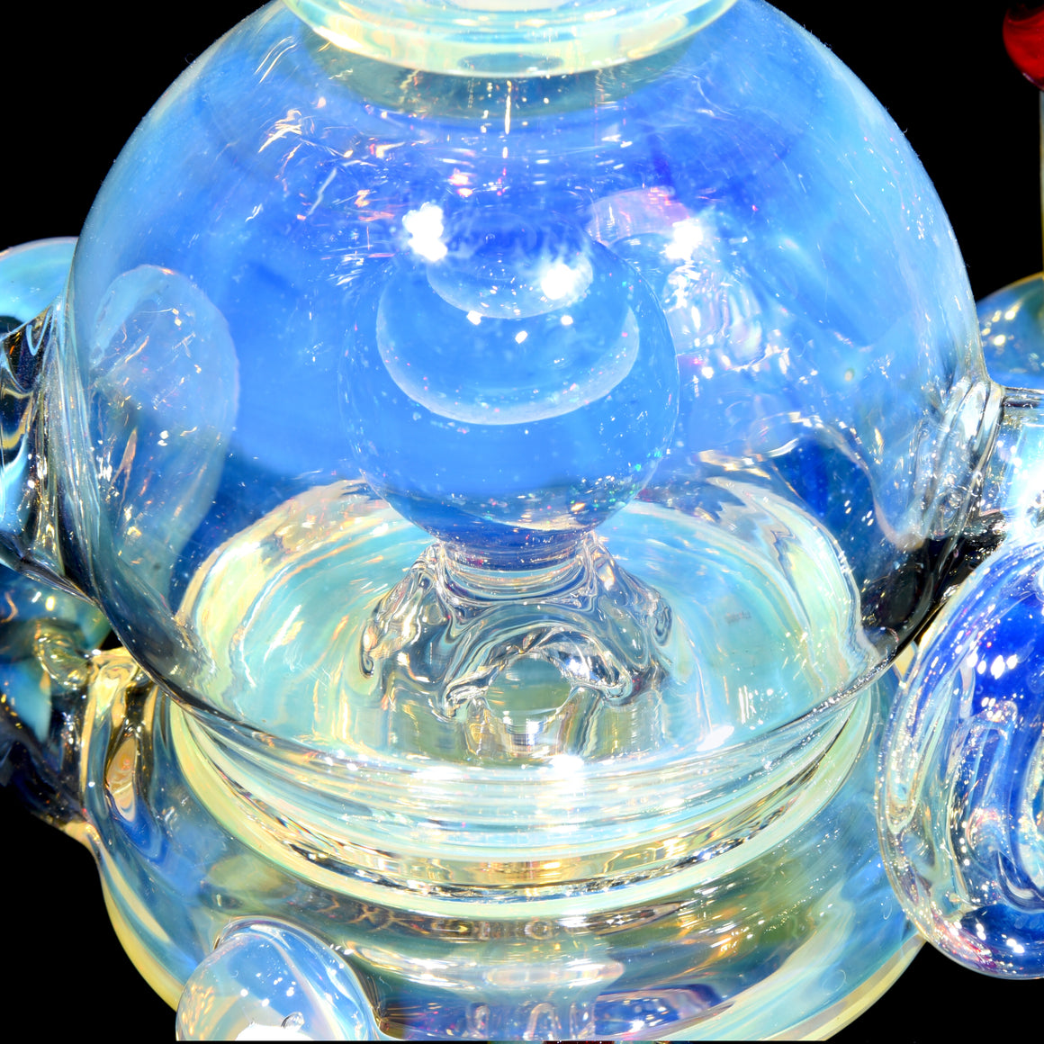 Fumed & Carved Double-uptake Orbital Recycler #1 - Pomegranate - 14mm Female