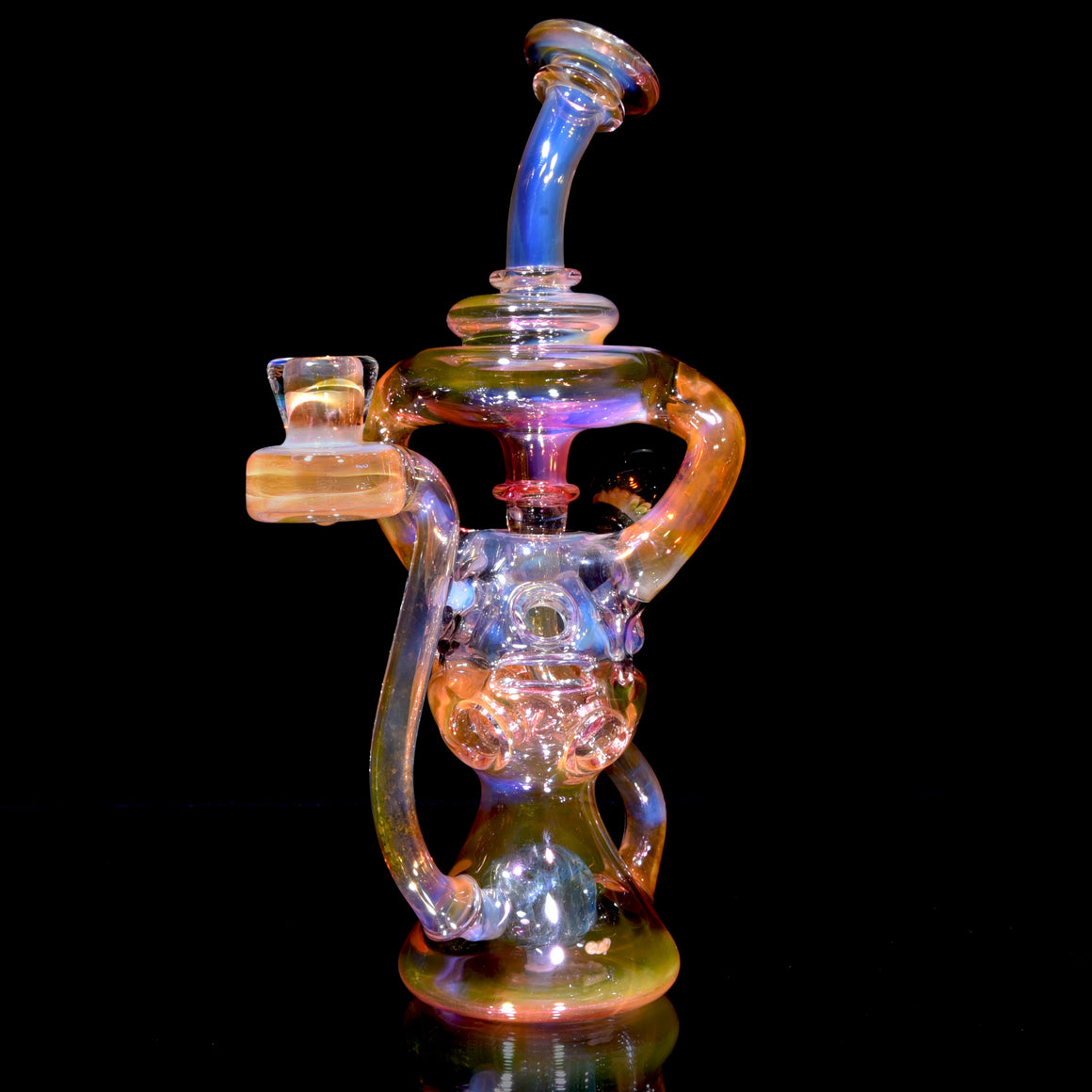 Fully-fumed Double-Uptake Faberge Egg Klein Recycler w/ Skull Perc - 14mm Female