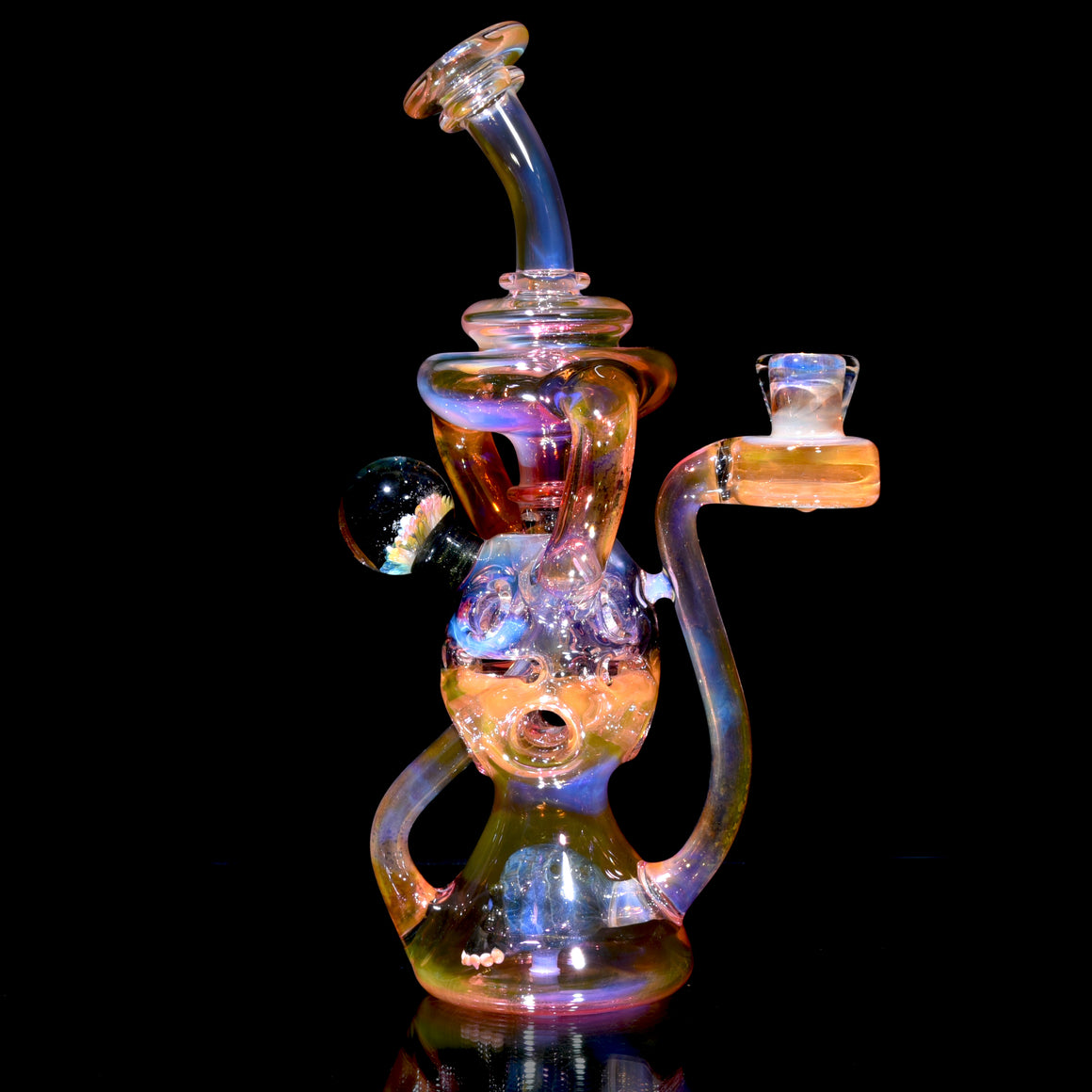 Fully-fumed Double-Uptake Faberge Egg Klein Recycler w/ Skull Perc - 14mm Female